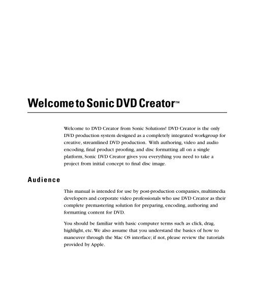 Welcome to Sonic DVD Creator - Audio Intervisual Design, Inc.