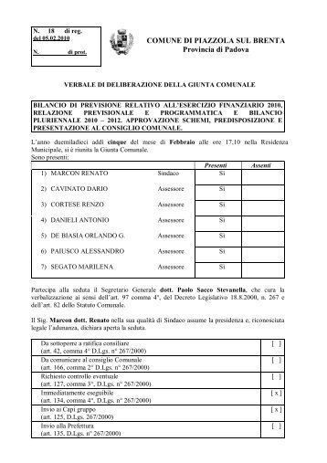 Bilancio di previsione relativo all'esercizio finanziario 2010 ...
