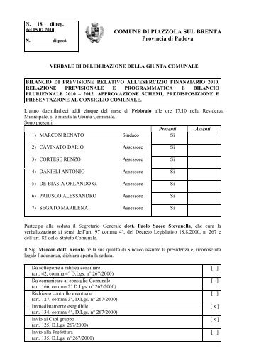 Bilancio di previsione relativo all'esercizio finanziario 2010 ...