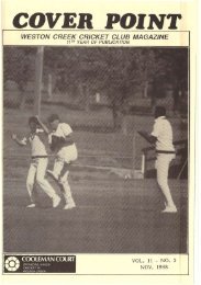 COVER POINT - Weston Creek Cricket Club