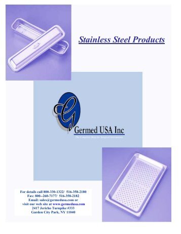 Stainless Steel Trays Catalog - GermedUSA Inc.