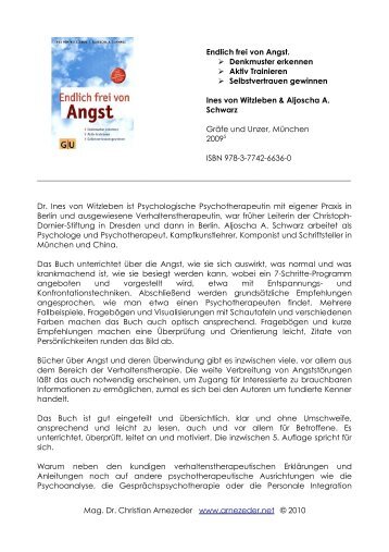 Endlich frei von Angst. - Mag. Dr. Christian Arnezeder