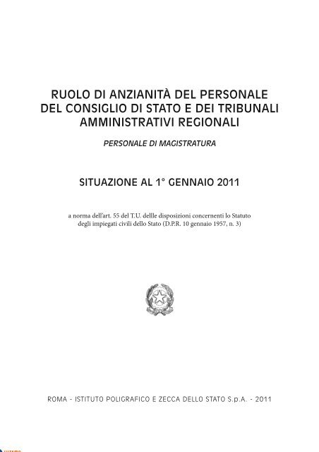 ruolo di anzianità del personale del consiglio di stato e dei tribunali ...