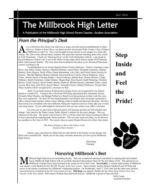 The Millbrook High Letter Millbrook High School