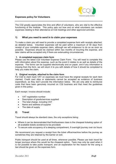 Expenses policy for volunteers 1 what you need to send in to claim 