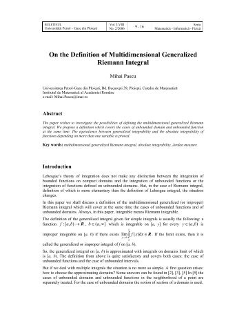 On the Definition of Multidimensional Generalized Riemann ... - BMIF