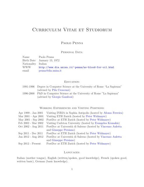 Curriculum Vitae et Studiorum