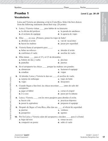 Avancemos 3 Test Answers