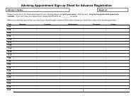 Advising Appointment Sign-up Sheet for Spring Advance Registration