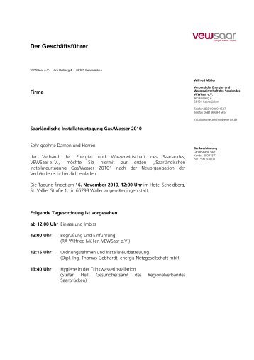 Einladung (PDF, 390 KB) - DVGW-Landesgruppe Saarland