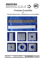 Preisliste Ersatzfilter - e.Steinicke Beratungs