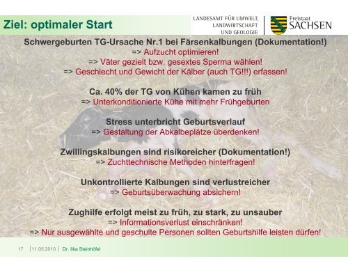 Geburtsverlauf und Erstversorgung der Kälber - Landwirtschaft in ...