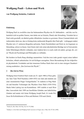 Wolfgang Pauli – Leben und Werk