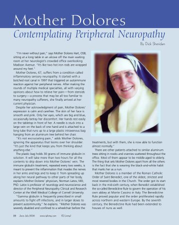 Mother Dolores Hart Contemplating Peripheral Neuropathy - IG Living