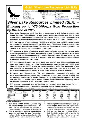 Silver Lake Resources Ltd by Eagle Research (Keith Goode)