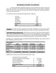 REVERSION OF ROADS TO COUNTIES - West Virginia Department ...