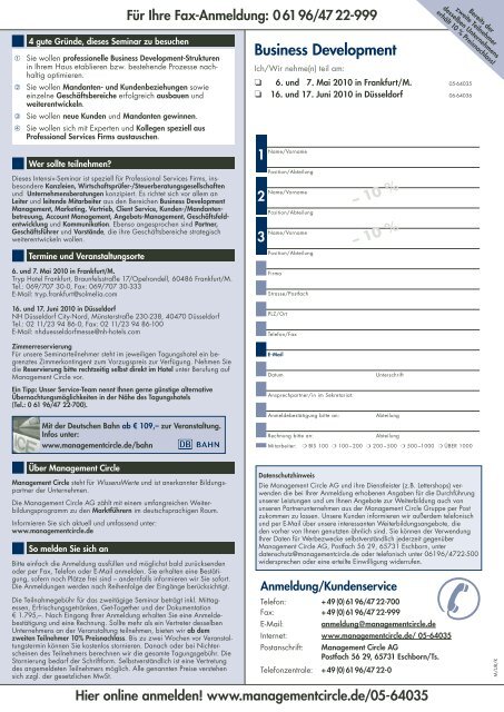 Seminar: Business Development - Management Circle AG - K&L Gates