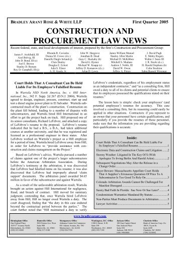 construction and procurement law news - Bradley Arant Boult ...