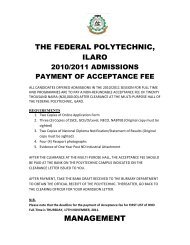 HND [Full-Time] Third List - The Federal Polytechnic Ilaro