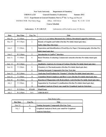 syllabus (lab) - Department of Chemistry - New York University