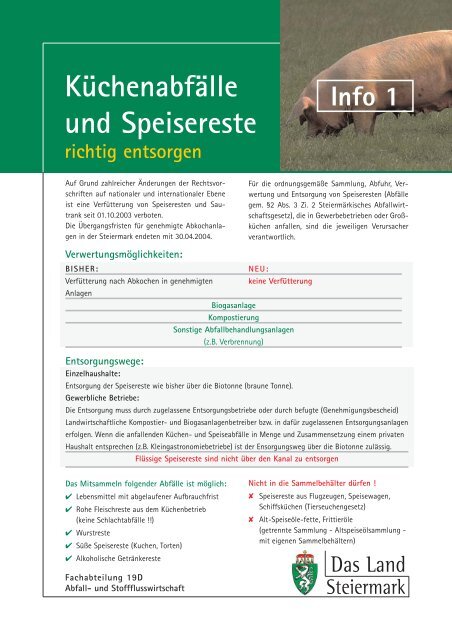 Info 1 Küchenabfälle und Speisereste richtig entsorgen - Palfau