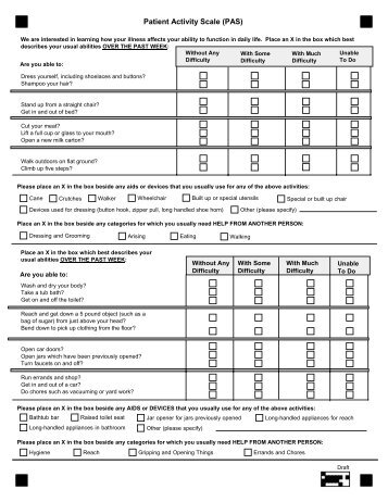 general description patient activity score pas and pasii purpose