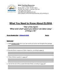 STUDIES IN THE LIFE OF ELISHA - Bible Teaching Resources