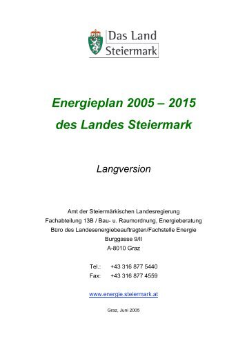 Energieplan 2005 - 2015 des Landes Steiermark - Noest