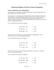 Numerical Solutions of Linear Systems of Equations