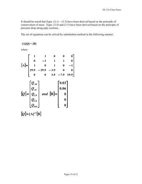 Numerical Solutions of Linear Systems of Equations