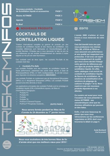 COCKTAILS DE SCINTILLATION LIQUIDE - TrisKem International