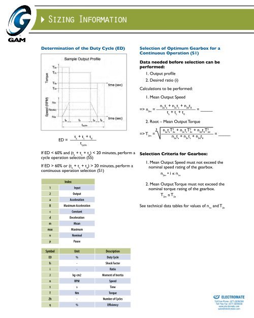 GAM Gear Reducer 2011 Catalog - Electromate Industrial Sales ...