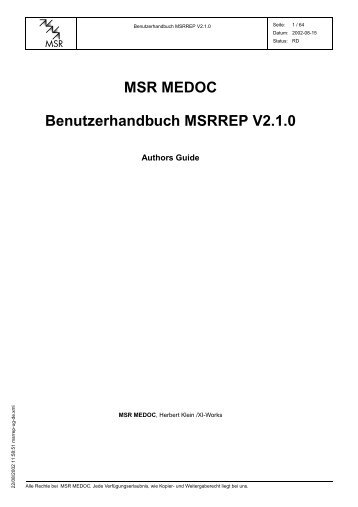 MSR MEDOC Benutzerhandbuch MSRREP V2.1.0