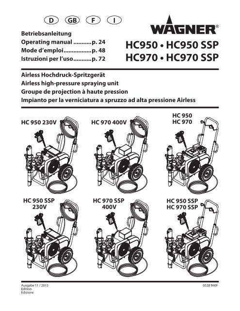 HC950 • HC950 SSP HC970 • HC970 SSP - Wagner