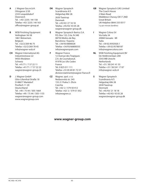 HC950 • HC950 SSP HC970 • HC970 SSP - Wagner