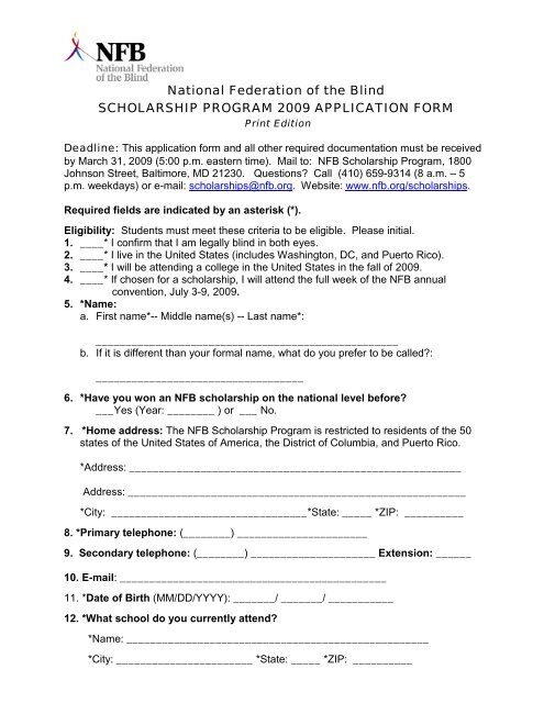 scholarship application form 2009 - Western Technical College