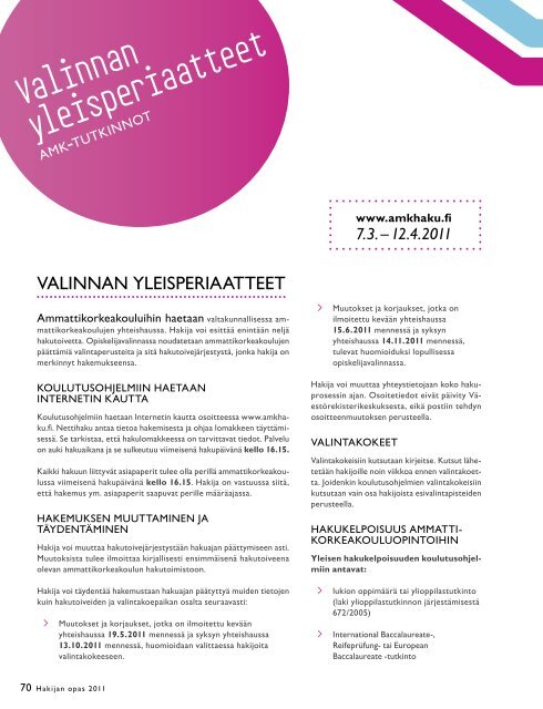 hakijan oppaasta - Tampereen ammattikorkeakoulu