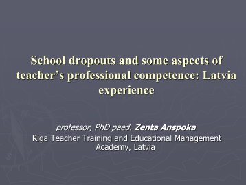 School dropouts and some aspects of teacher's professional ...