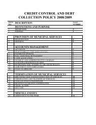 credit control and debt collection policy 2008/2009 - Durban