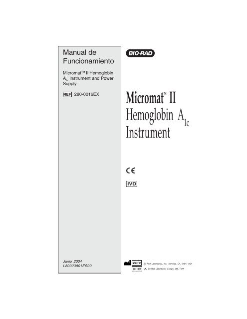 2800016EX-Micromat II Hemoglobin A1c Instrument.pdf - BIO-RAD