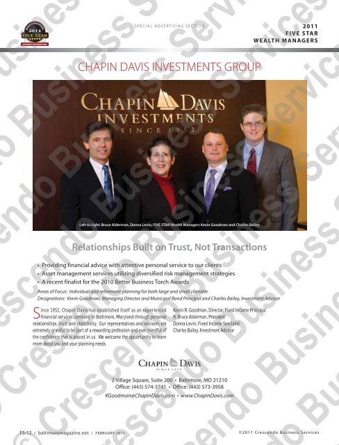 Baltimore 2011 FIVE STAR Wealth Managers - Five Star Professional