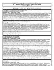 27 National Conference on Problem Gambling Session Abstracts