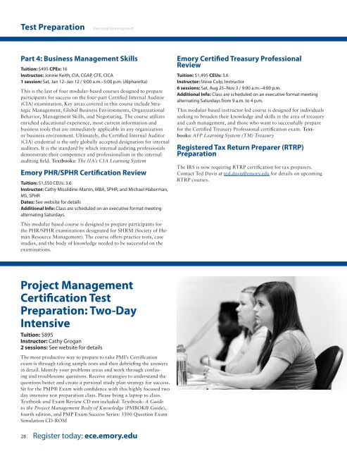 View Catalog - Emory Continuing Education - Emory University