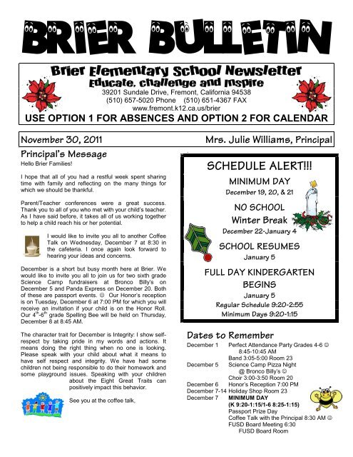 Dates to Remember - Fremont Unified School District