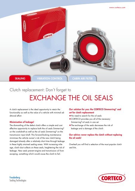 Flyer sealing kits for clutch change - Corteco