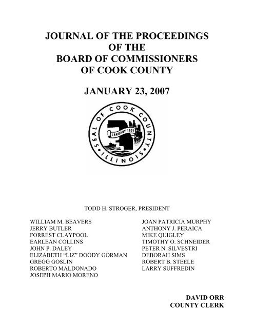 journal of the proceedings of the board of commissioners of cook ...