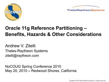 Oracle 11g Partitioning by Reference - NoCOUG