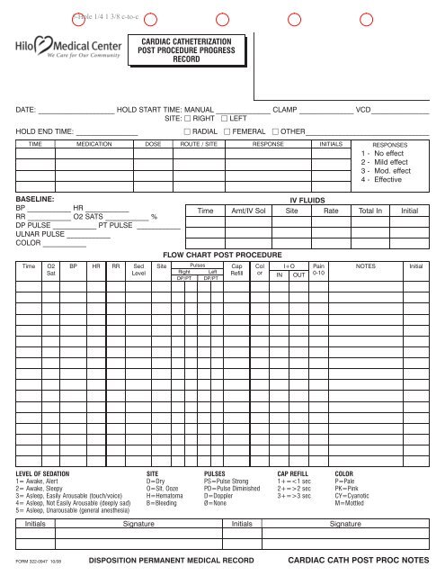 322-0947 CARDIAC CATH POST PROCEDURE rev 10-08