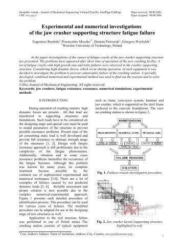 Experimental and numerical investigations of the jaw crusher ...