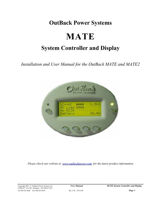 Mate users manual